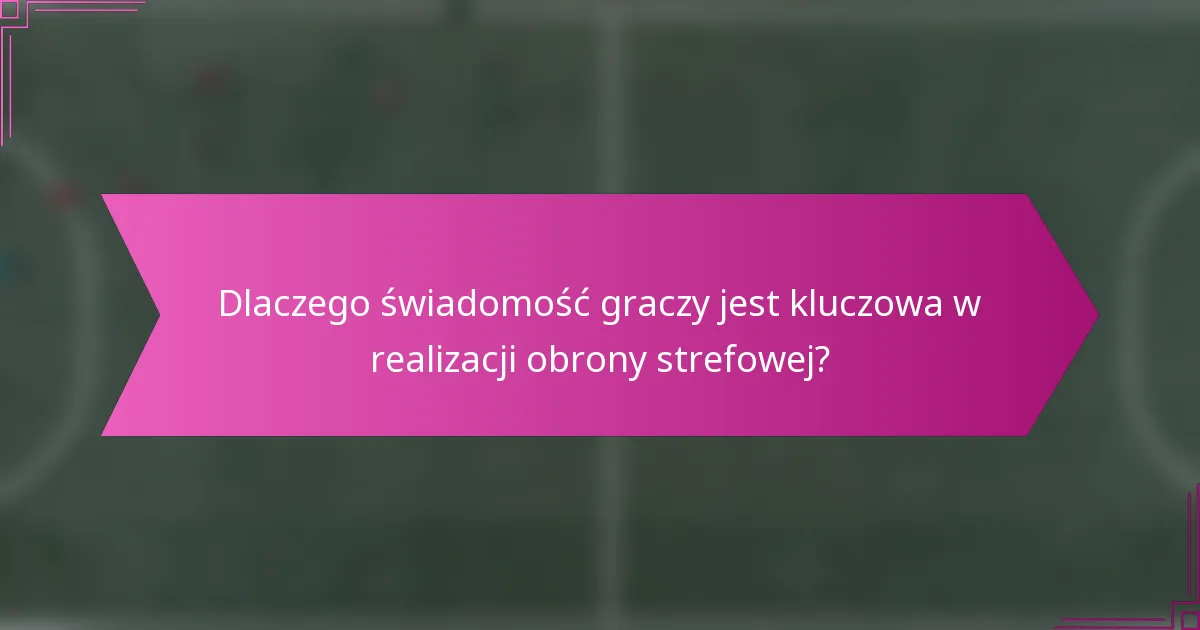 Dlaczego świadomość graczy jest kluczowa w realizacji obrony strefowej?
